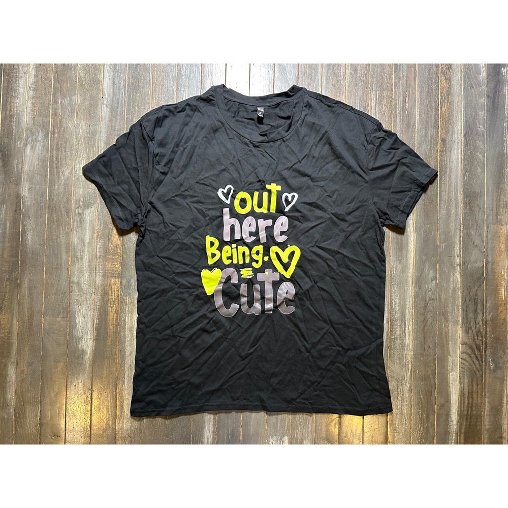 PFR New York Out Here Being Cute Graphic T-Shirt Black Cotton